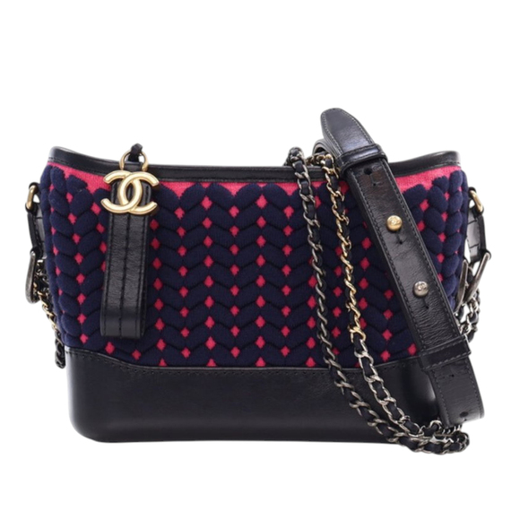 Pre-Loved Chanel Small Knit and Calfskin Gabrielle Hobo - Picture 1 of 12